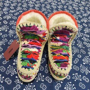 Mou Mou Vibrant Striped Knit Warm Winter Boots